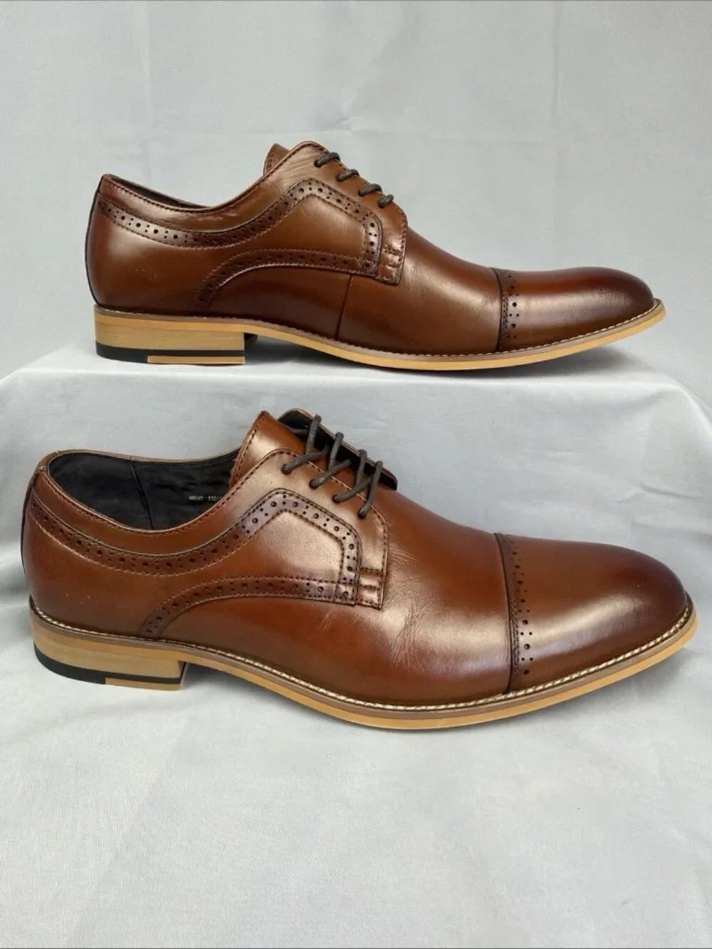 Dickinson Cap Toe Oxford Brown Leather Dress Shoes Mens 10M Stacey Adams